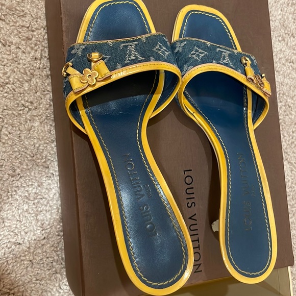 SOLD Authentic Louis Vuitton Denim Sandals SOLD - Picture 1 of 5